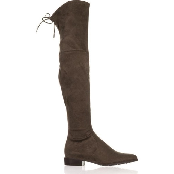 Marc Fisher Humor 2 Fabric Almond Toe Over Knee Fashion Boots Gray Brown Sz 6.5M - Picture 1 of 11